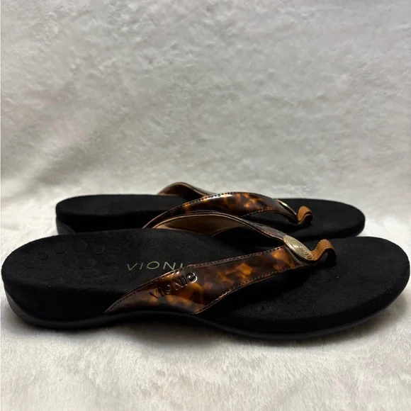 Vionic Hilda Tort Women’s Tortoise Brown Black Sandal Thong Flip Flops Sz: 8.5 - Picture 3 of 8